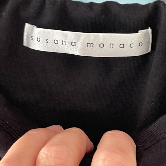 Susana Monaco Black Off Shoulder Dress Stretch XS - Picture 4 of 6